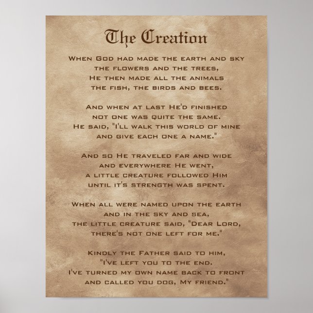 Poster The Creation Dog Poem (Frente)