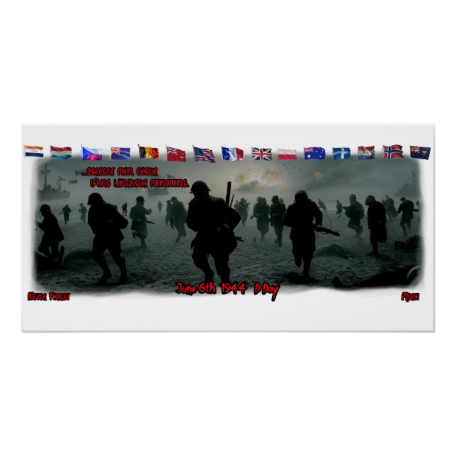 Pôster The D Day on June 6th 1944 on a White Paper (Frente)