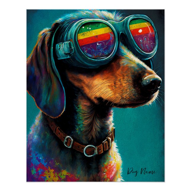 Pôster The Dachshund Dog With Sunglasses - Composition005 (Frente)