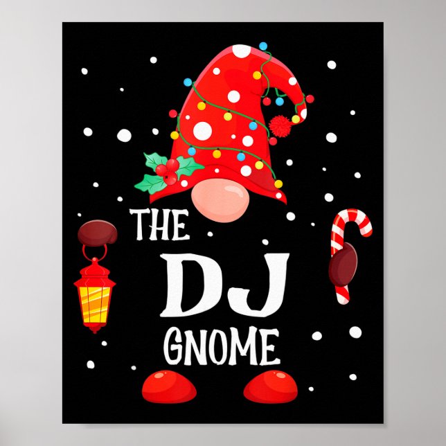 Poster The Dj Gnome Matching Family Christmas Gnome Pajam (Frente)