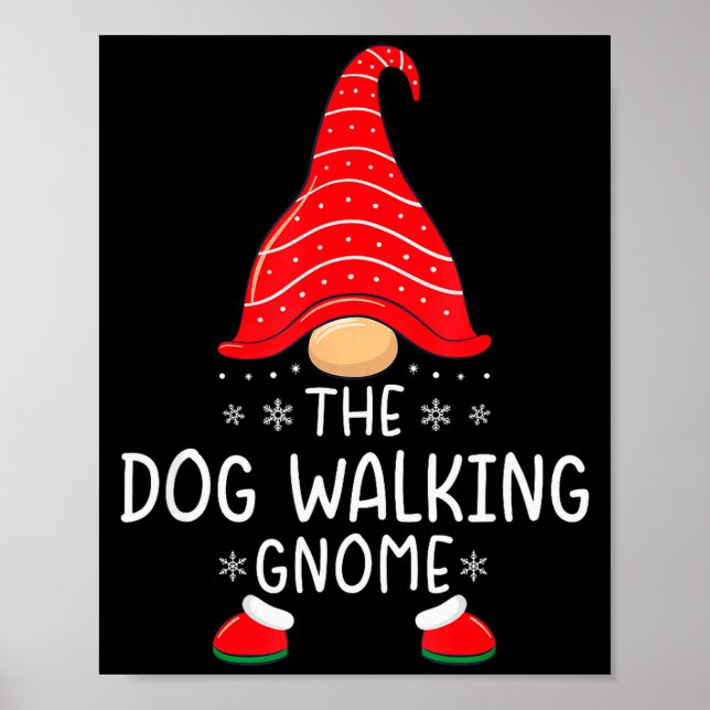 Poster The Dog Walking Gnome Xmas Family Matching Funny C (Frente)
