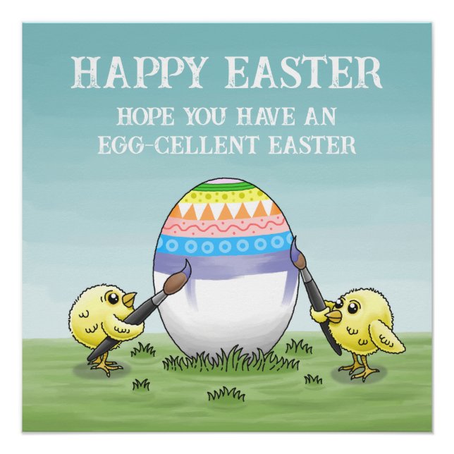 Pôster The Easter egg is painted by the chicks (Frente)