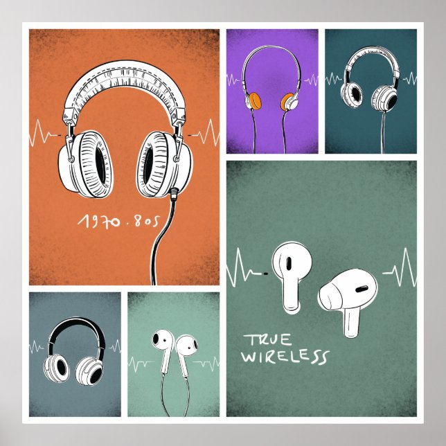 Poster The evolution of headphones (Frente)