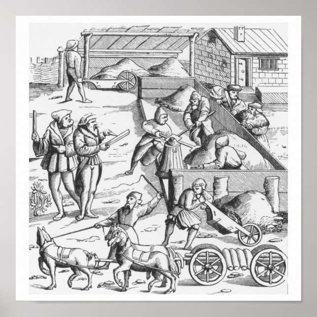 Pôster The extraction of metals, after a woodcut in 'Cosm (Frente)