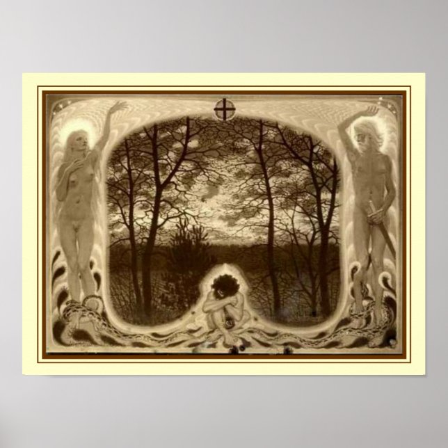 Poster "The Fall", por Fidus Art Nouveau 12 x 16 (Frente)