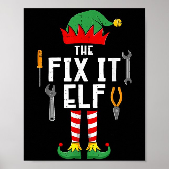 Poster The Fix It Elf Christmas Family Matching Xmas Grou (Frente)