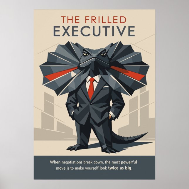 Poster The Frilled Executive Funny Lizard Art (Frente)