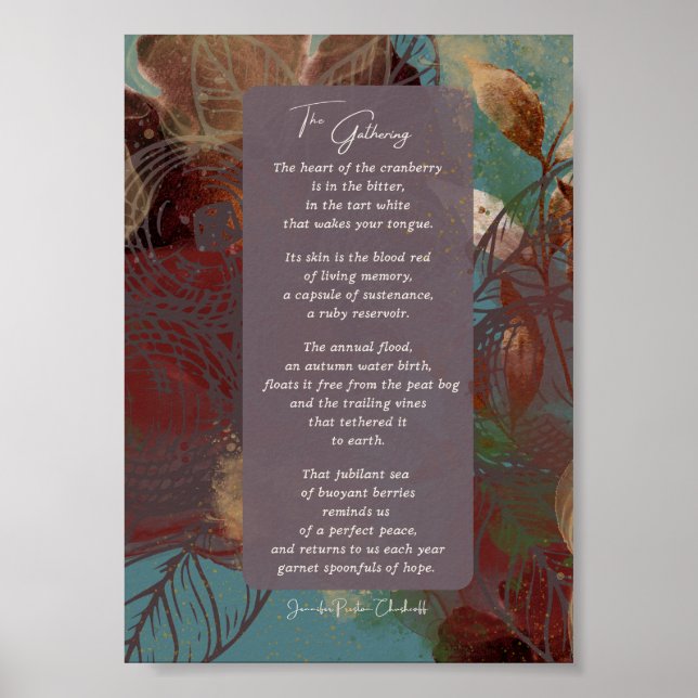 Poster The Gathering cranberry poem w/ fall colors (Frente)