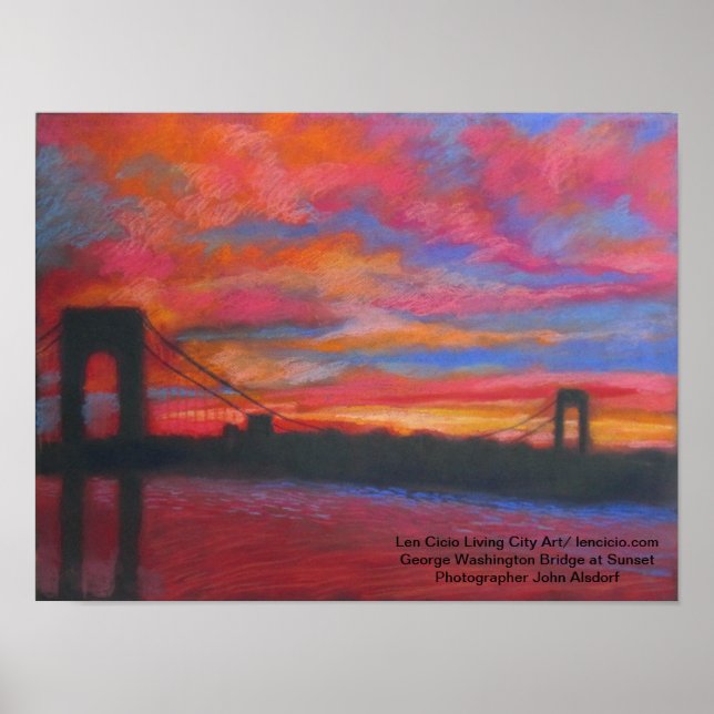 Poster The George Washington Bridge At Sunset (Frente)