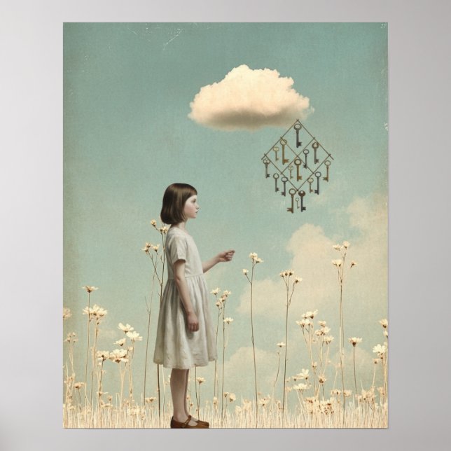 Poster The Girl & Her Key Kite | Surreal Storybook (Frente)