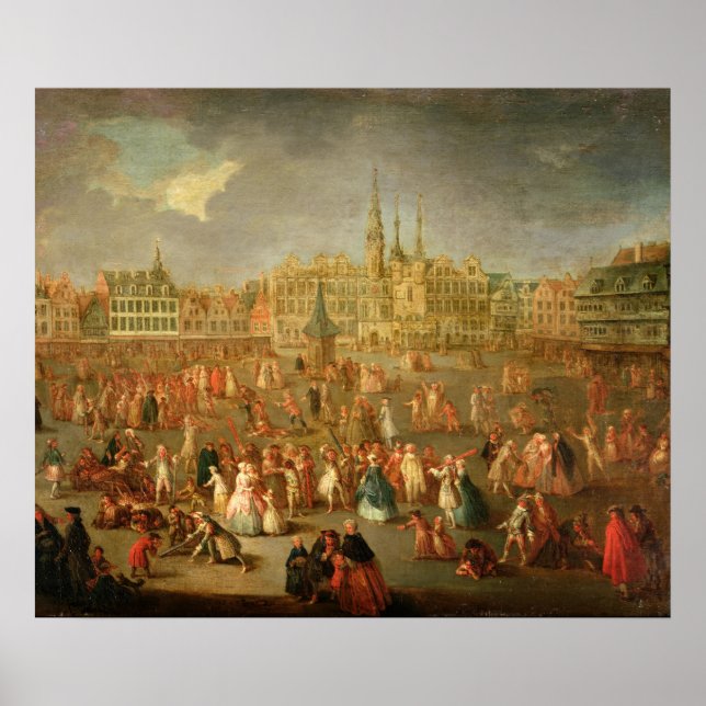 Pôster The Grand Place durante Mardi Gras, Cambrai, 1765 (Frente)