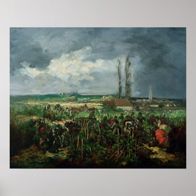 Pôster The Grape Harvest at Argenteuil, 1875 (Frente)