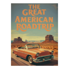 Pôster "The Great American Roadtrip" Vintage Desert Car