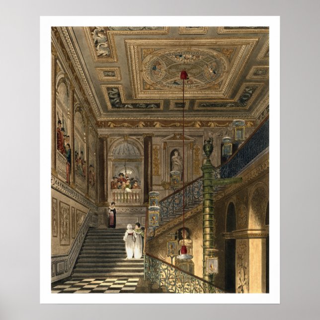 Pôster The Great Staircase at Kensington Palace From Pyne (Frente)