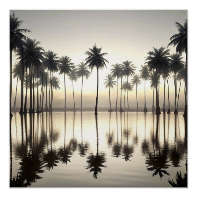 Pôster The Great Wave of Palm Trees Water Mirror (Frente)