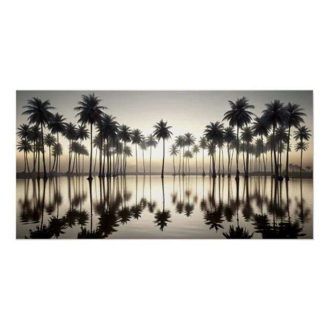 Pôster The Great Wave of Palm Trees Water Mirror (Frente)
