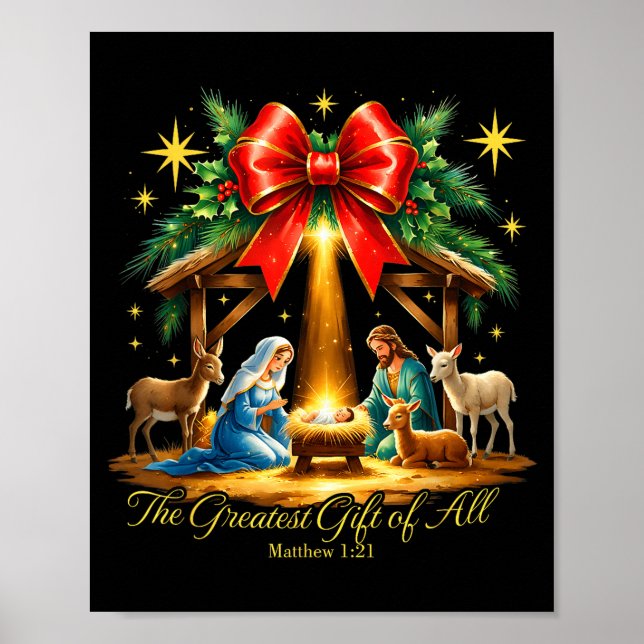 Poster The Greatest Gift Of All Nativity Christian Christ (Frente)