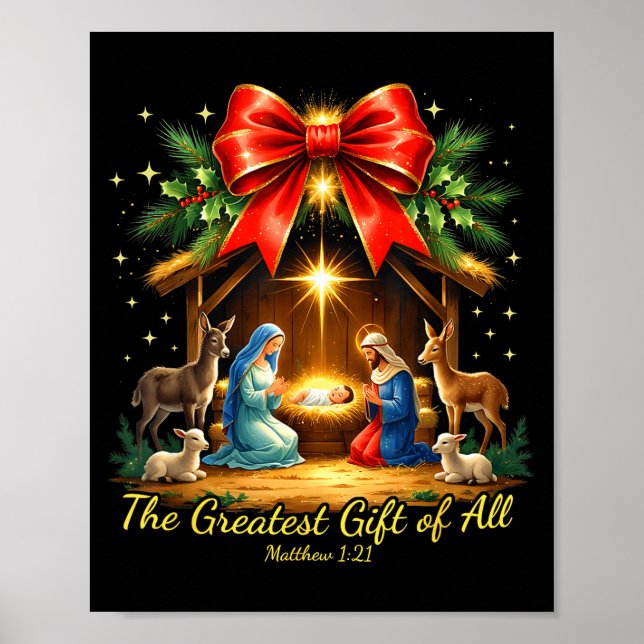 Poster The Greatest Gift Of All Nativity Christian Christ (Frente)
