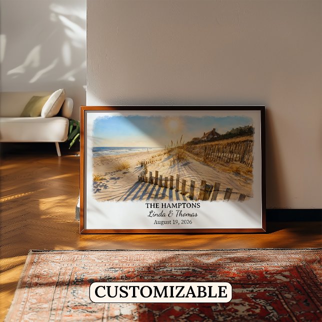 Poster The Hamptons New York Poster, Watercolor, Custom (Criador carregado)