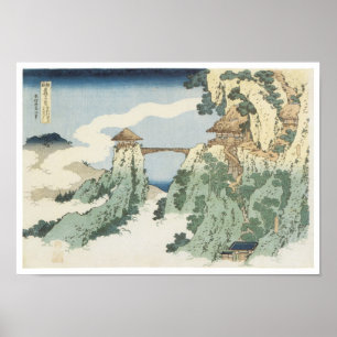 Pôster The Hang Cloud Bridge, Hokusai, 1834