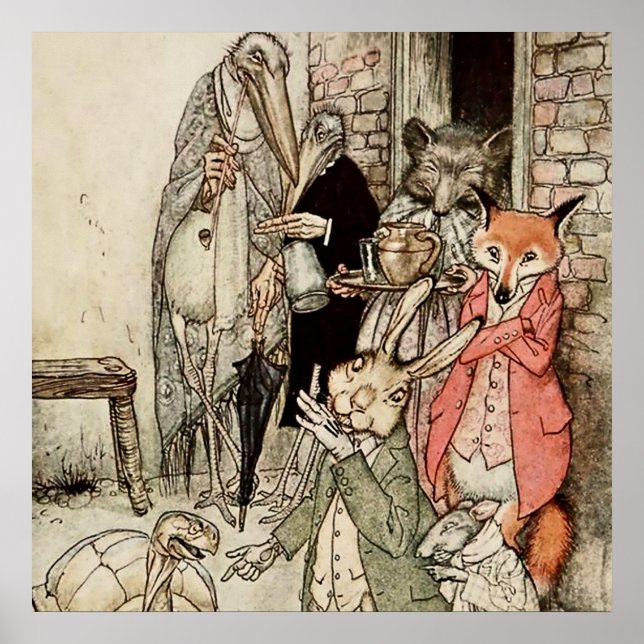 Poster "The Hare and the Tortoise" de Arthur Rackham (Frente)