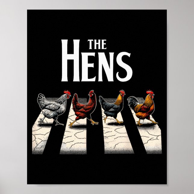 Poster The Hens Retro Chicken Men Kids Women Funny Chicke (Frente)