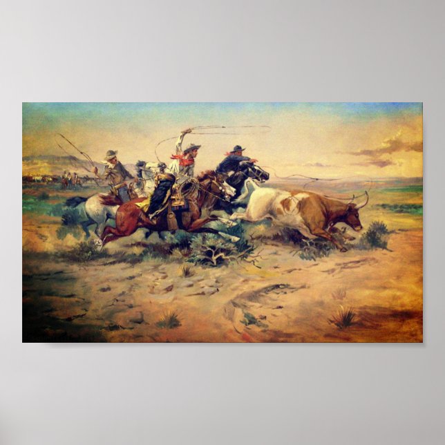 Poster The Herd Quitter (por C. M. Russell, c. 1897) (Frente)