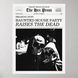 Poster The Hex Press Newspaper Haunted House Party