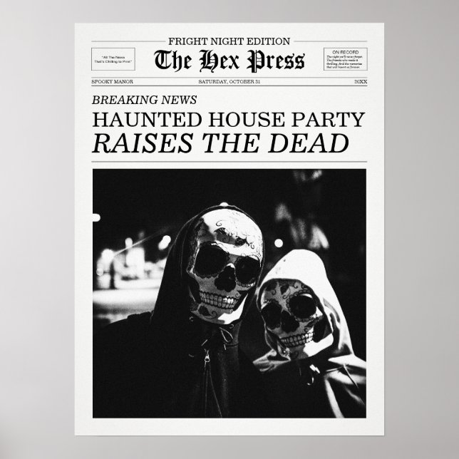 Poster The Hex Press Newspaper Haunted House Party (Frente)