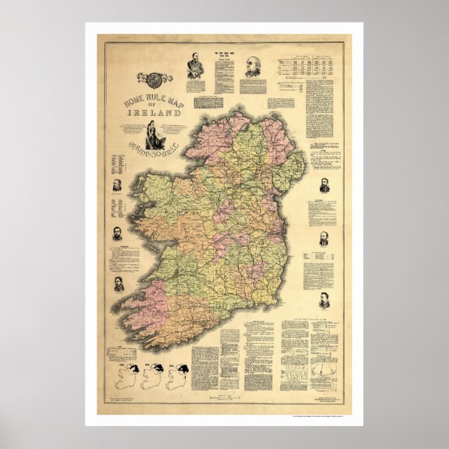 Poster The Home Rule of Ireland por Ballance 1893 (Frente)