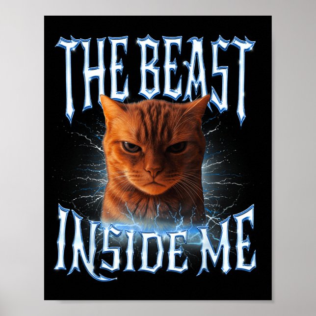Poster The Inside Me Funny Cat Joke Meme Graphic  (Frente)