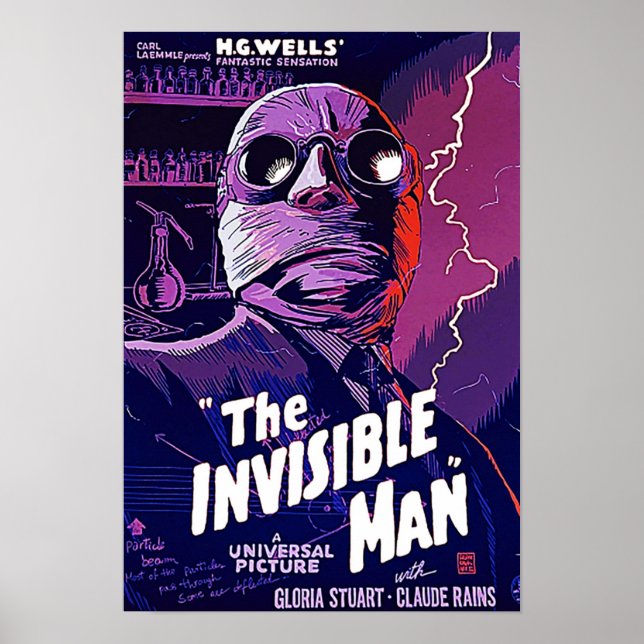 Poster The Invisible Man Classic Horror Monster Movie TS (Frente)