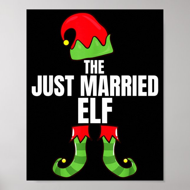 Poster The Just Married Elf Matching Family Christmas Gro (Frente)