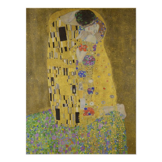 Pôster The Kiss, Art Nouveau Oil Painting, Gustav Klimt (Frente)