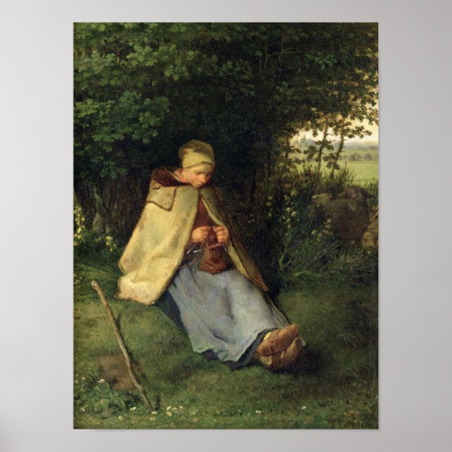 Pôster The Knitter ou, The Seated Shepherdess, 1858-60 (Frente)