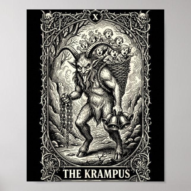 Poster The Krampus Tarot Card Goth Witchy Black Pajamas C (Frente)