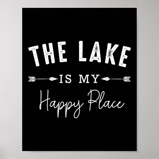 Poster The Lake Is My Happy Place Camping Fishing Boating (Frente)
