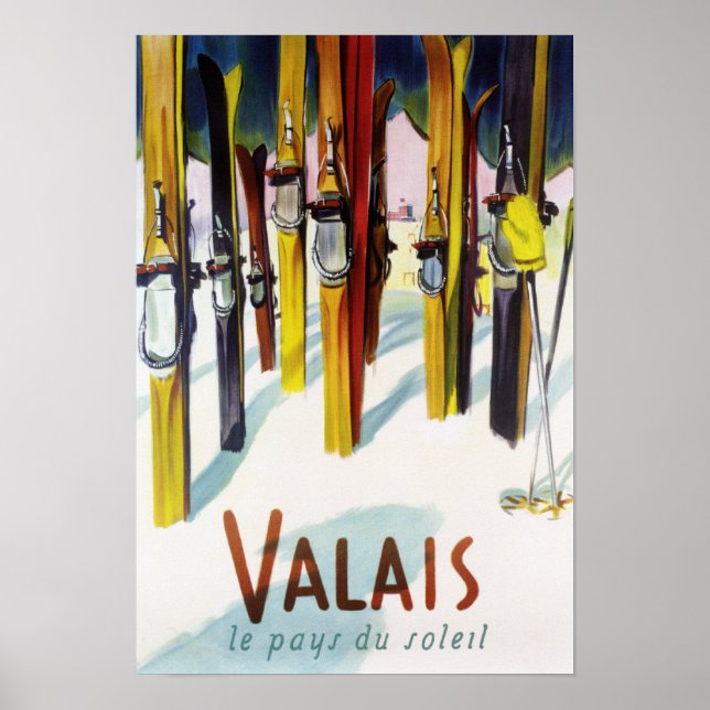 Poster The Land of Sunshine - Skis Standing in Snow (Frente)