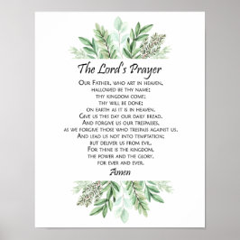 Poster The Lord's Prayer with Greenery ~ Matthew 6:9-13