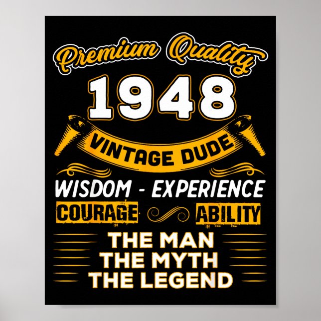 Poster The Man Myth Legend 1948 78th Birthday Gift 78 Yea (Frente)