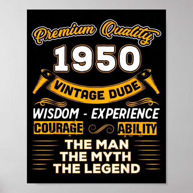 Poster The Man Myth Legend 1950 75th Birthday Gift 75 Yea (Frente)