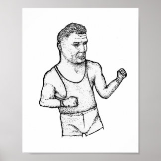 Poster The Manassa Mauler: Hand-Drawn Jack Dempsey Print