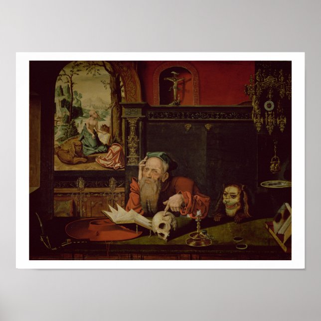 Pôster The Meditation of St. Jerome (oil on panel) (Frente)