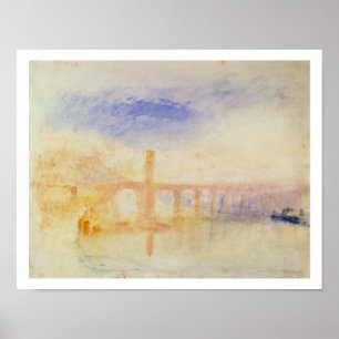 Pôster The Moselle Bridge, Coblenz, c.1842 (w/c & graphit