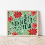 Poster The Most Wonderful Time of Year Holiday Floral<br><div class="desc">Celebrate the season with Christmas gifts and home decor featuring a modern holiday floral design paired with whimsical typography that joyfully declares, "It's the Most Wonderful Time of the Year." The cheerful arrangement of seasonal flowers and festive colors brings a contemporary yet cozy touch to your holiday decor, perfect for...</div>