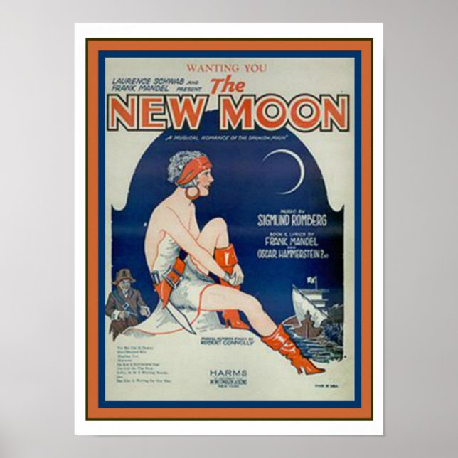 Pôster "The New Moon" Art Deco Sheet Music Cobrir 12 x 16 (Frente)