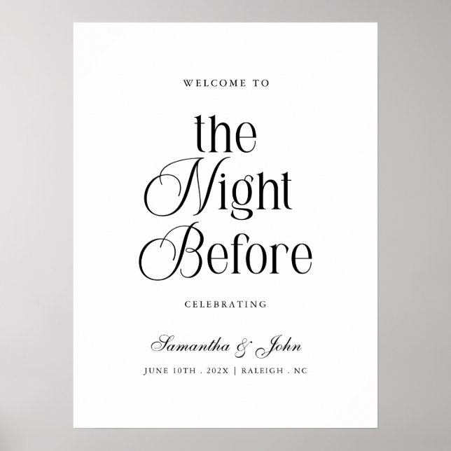 Poster The Night Before Rehearsal Dinner Welcome Sign (Frente)