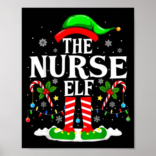 Poster The Nurse Elf Christmas Nursing Funny Rn Christmas (Frente)