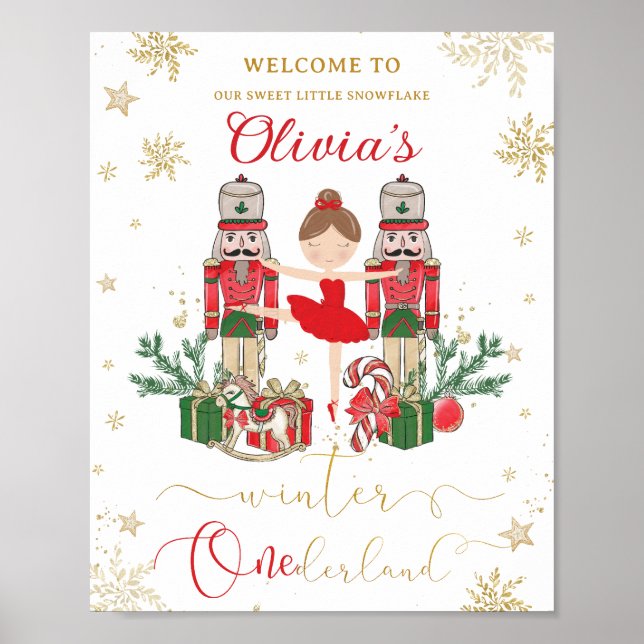 Poster The Nutcracker Winter Onederland 1st Birthday Red  (Frente)