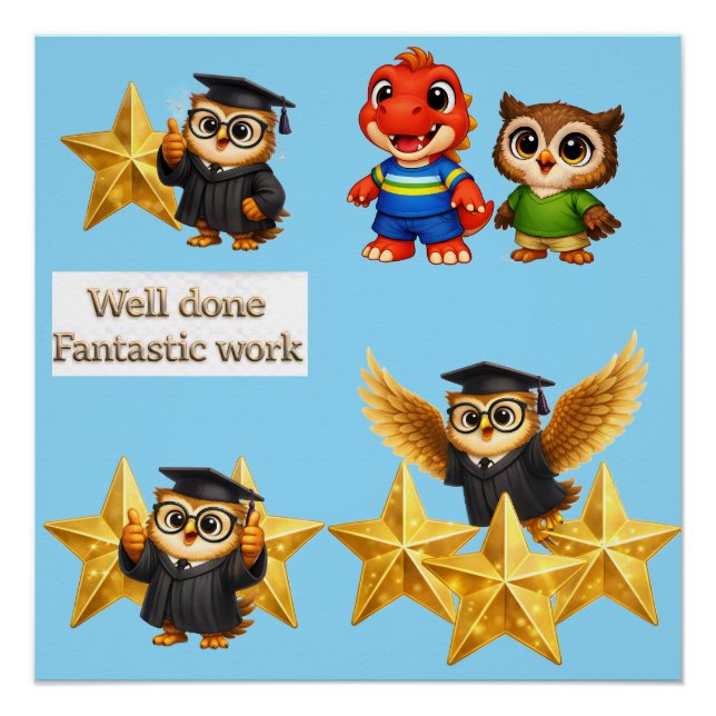 Pôster The owl star series collection well done achieveme (Frente)